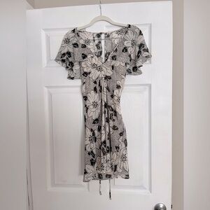 Floral Black and White Dress